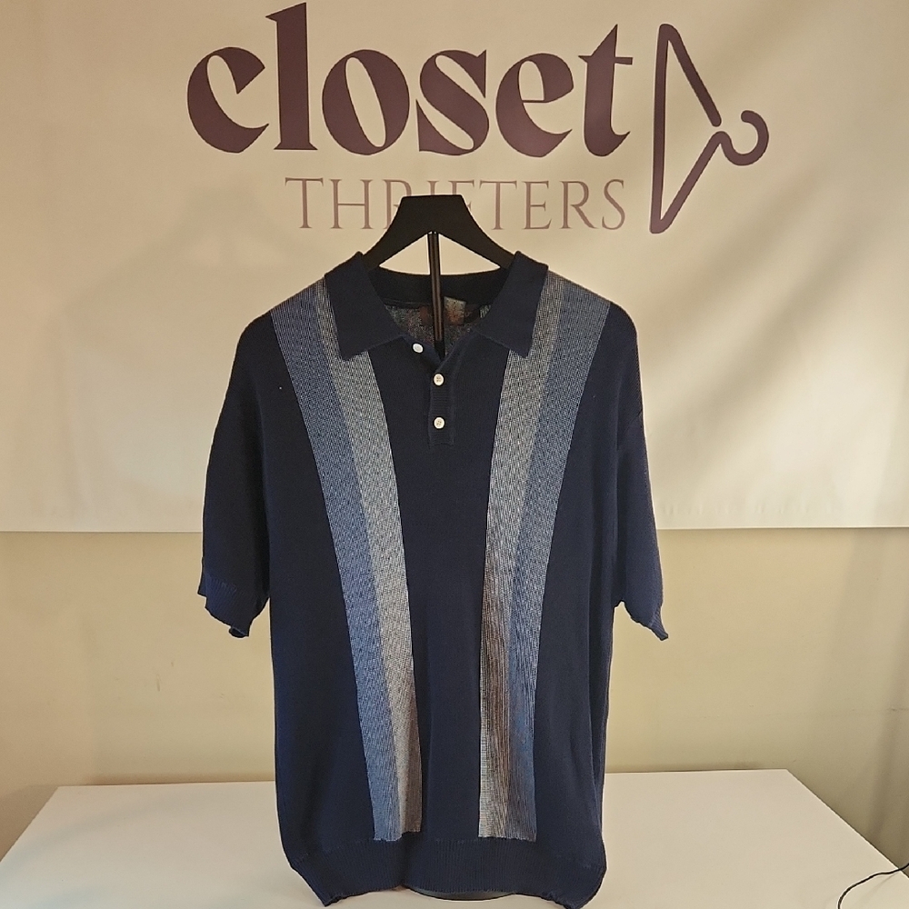 Banana Republic Navy and Gray Polo Shirt